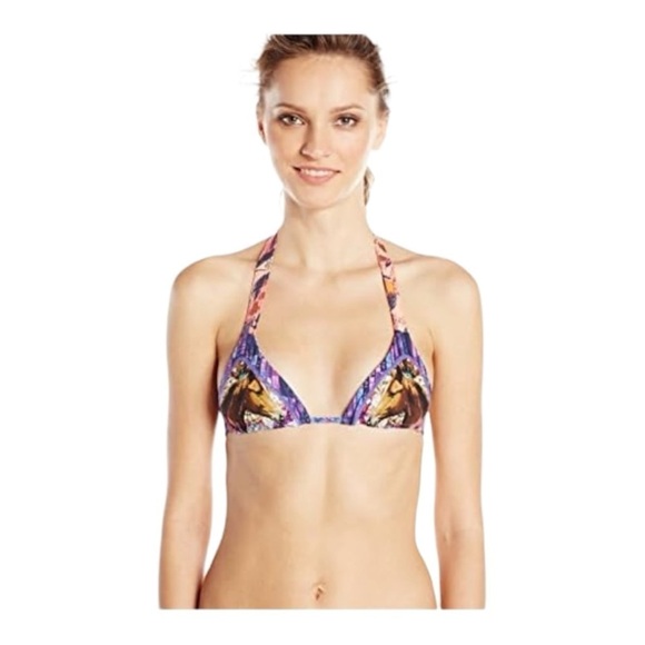 Maaji Majorelle Stallion Triangle Halter Reversible Bikini Top - Picture 1 of 7